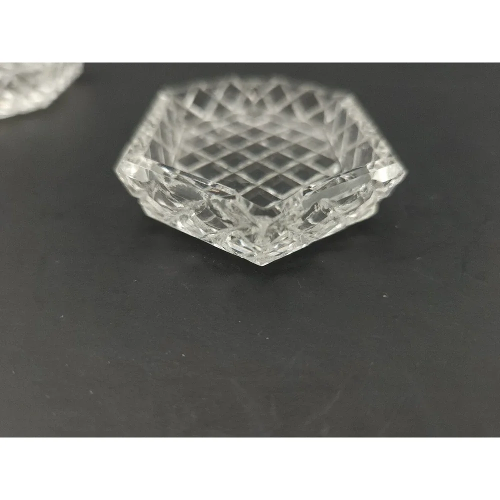 Vtg Set Of 4 Diamond Pattern Small Ashtrays Or Salt Cellars W/ Toothpick Holder‎